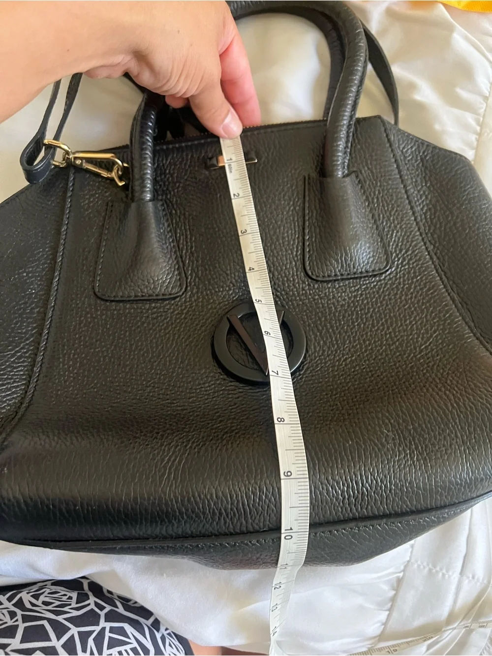 Black Pebbled Leather Top-Handle Bag